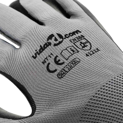 Work Gloves 12 pcs Grey and Black 11 / XXL Polyester