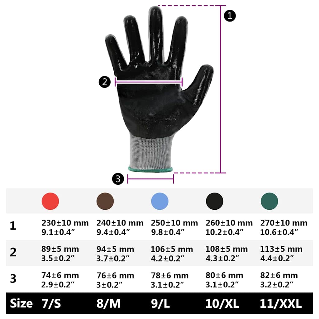 Work Gloves 24 pcs Grey and Black 11 / XXL Polyester