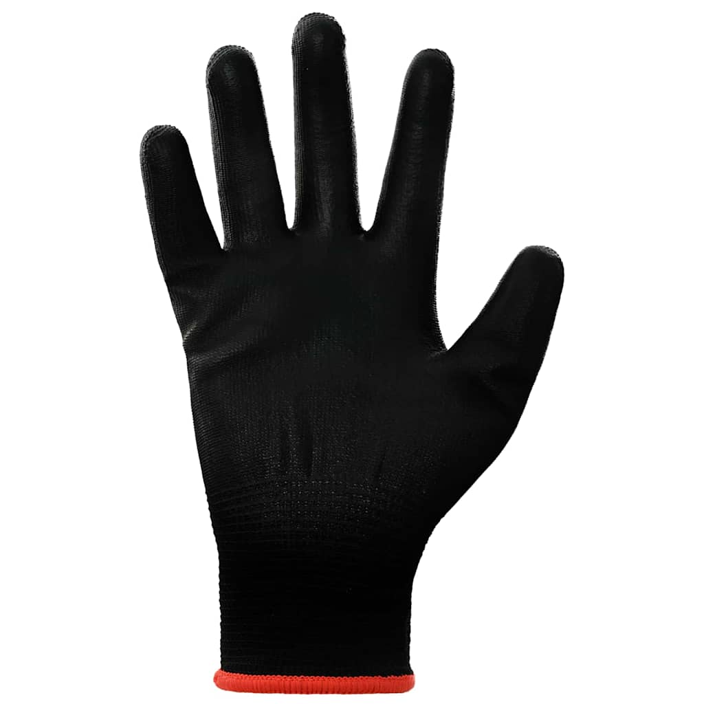 Work Gloves 12 pcs Black 7 / S Polyester