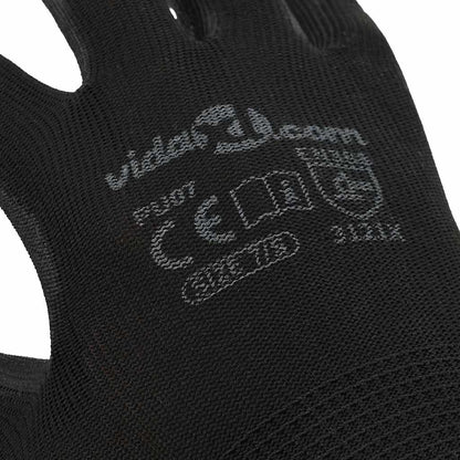 Work Gloves 24 pcs Black 7 / S Polyester