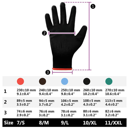 Work Gloves 24 pcs Black 7 / S Polyester
