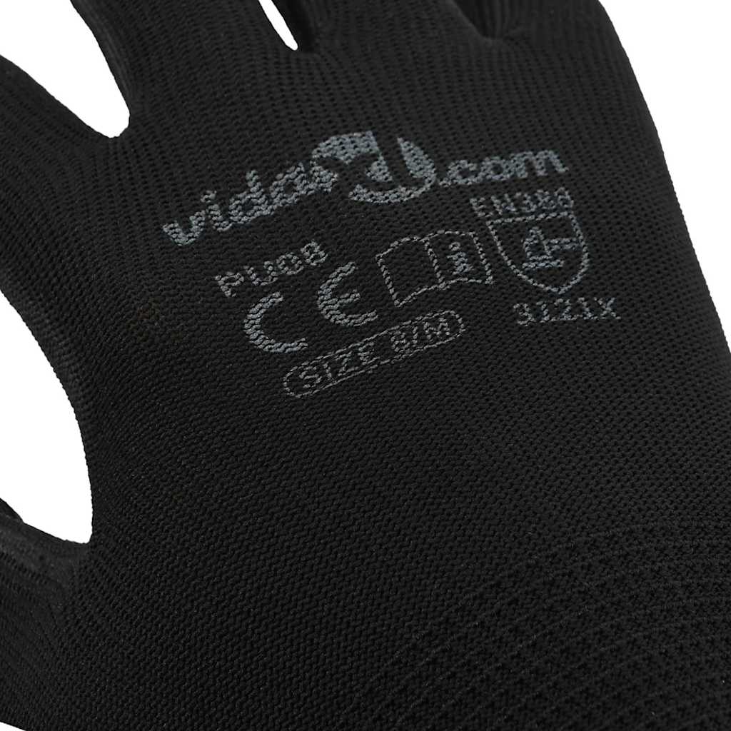 Work Gloves 12 pcs Black 8 / M Polyester