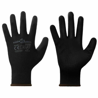 Work Gloves 24 pcs Black 8 / M Polyester