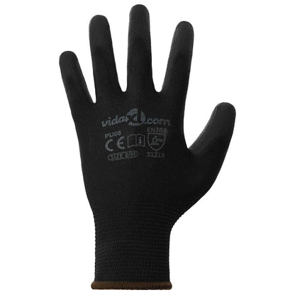 Work Gloves 24 pcs Black 8 / M Polyester
