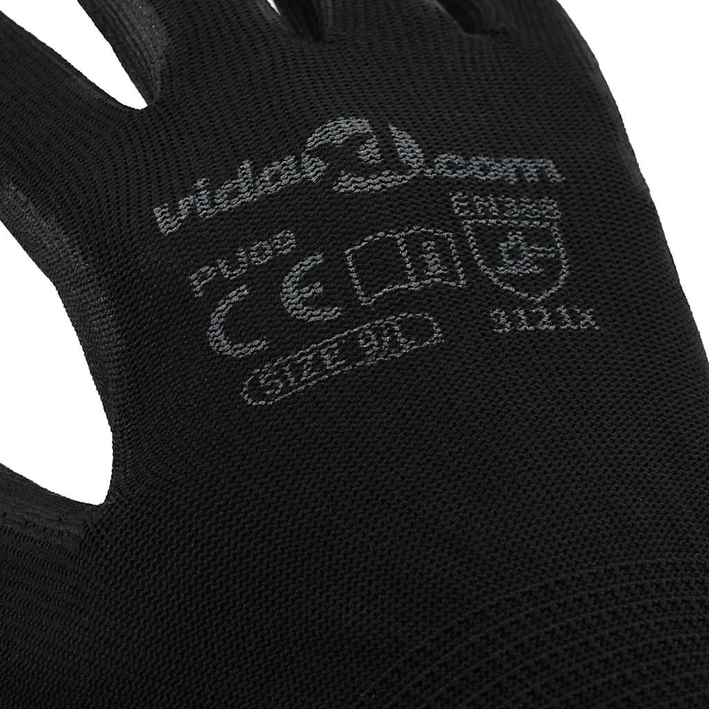 Work Gloves 12 pcs Black 9 / L Polyester