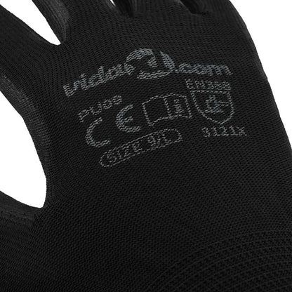 Work Gloves 24 pcs Black 9 / L Polyester