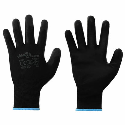 Work Gloves 24 pcs Black 9 / L Polyester