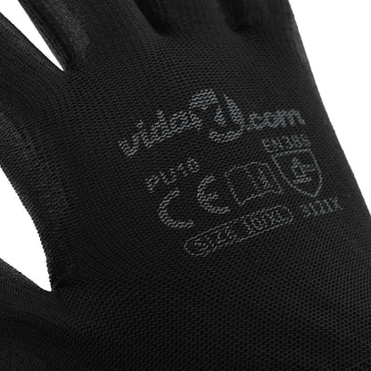 Work Gloves 12 pcs Black 10 / XL Polyester