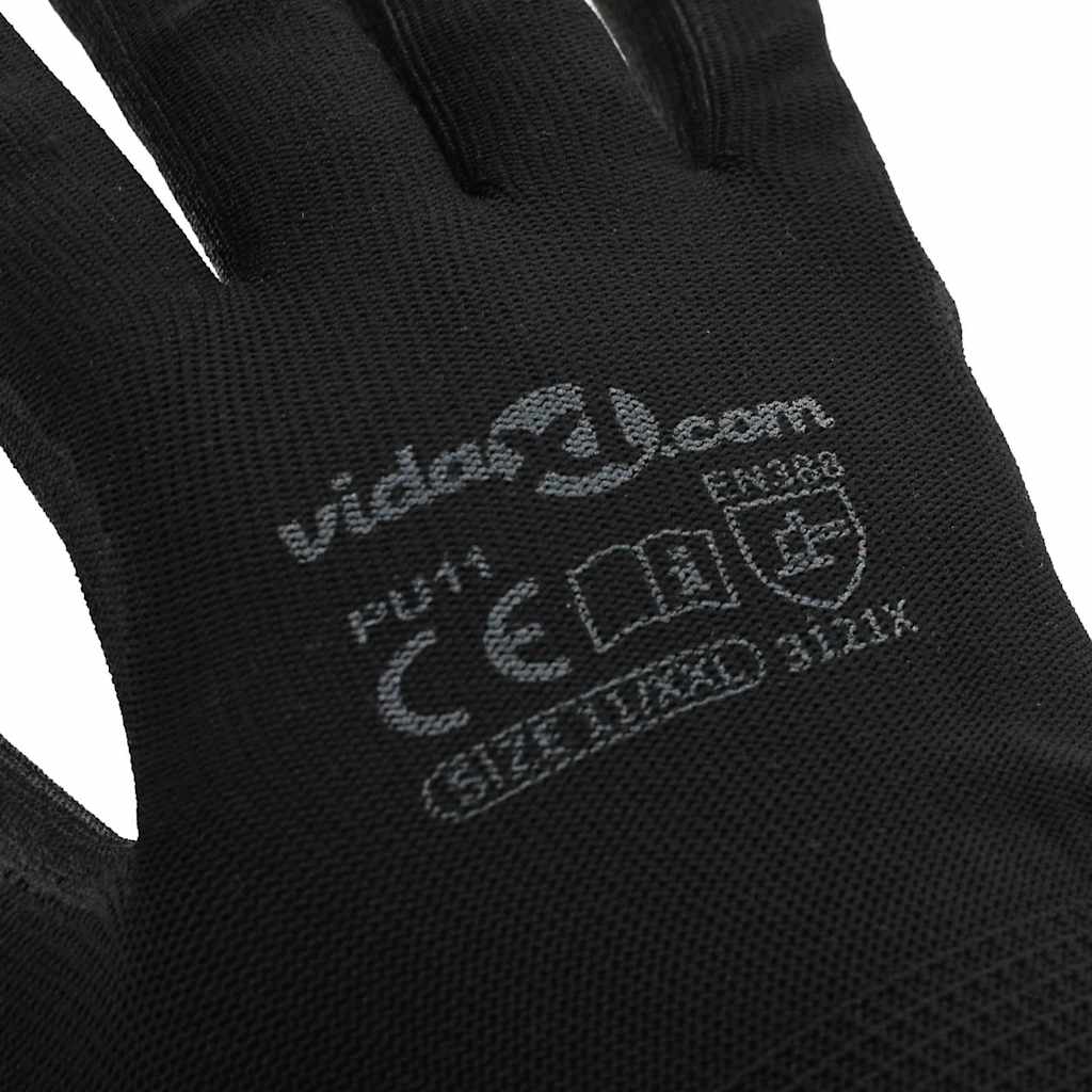 Work Gloves 12 pcs Black 11 / XXL Polyester