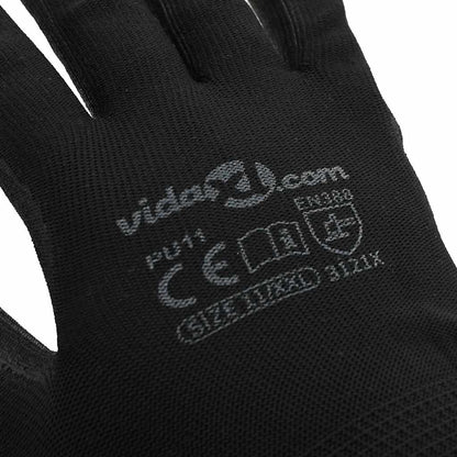 Work Gloves 12 pcs Black 11 / XXL Polyester