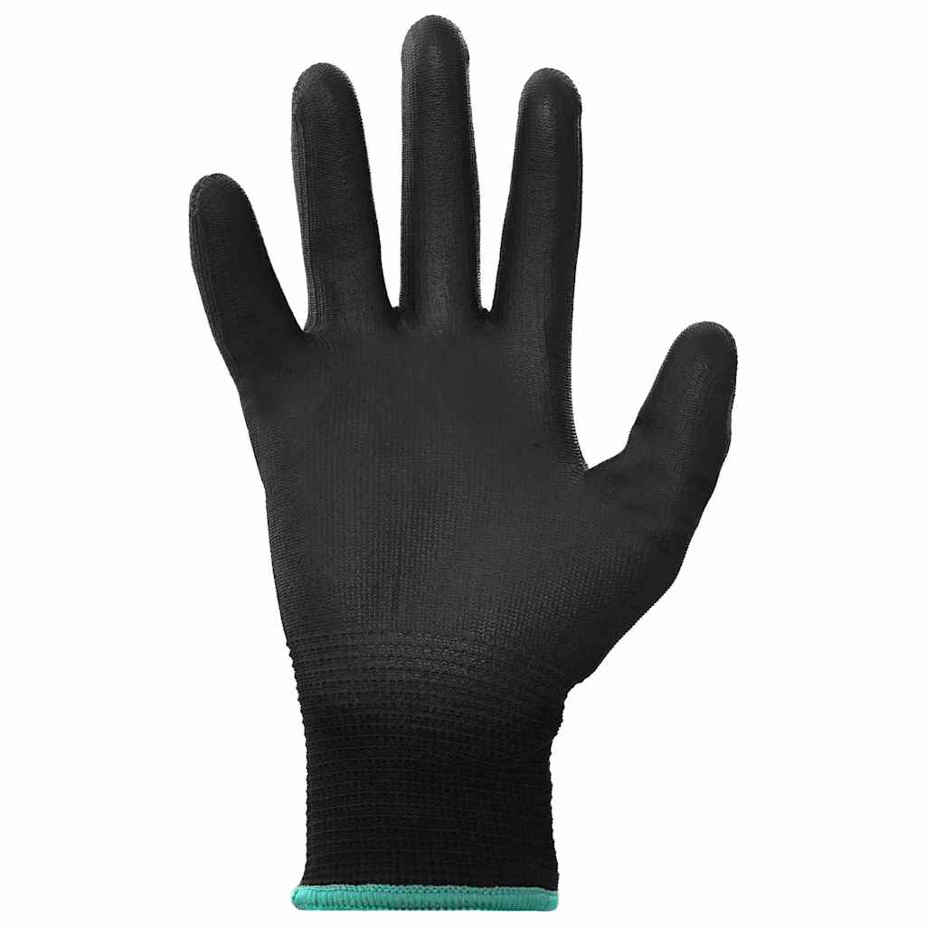 Work Gloves 12 pcs Black 11 / XXL Polyester