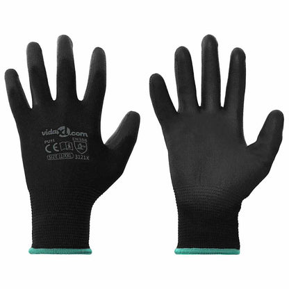 Work Gloves 24 pcs Black 11 / XXL Polyester