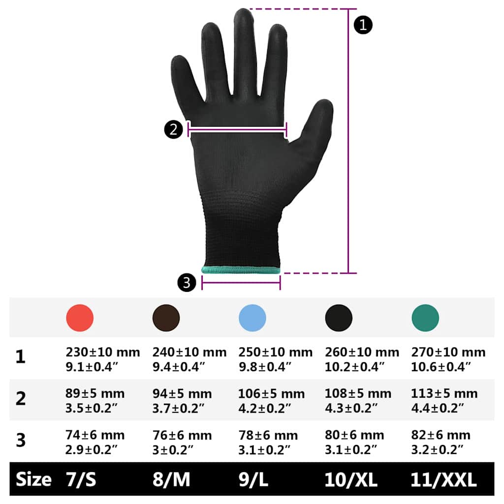 Work Gloves 24 pcs Black 11 / XXL Polyester