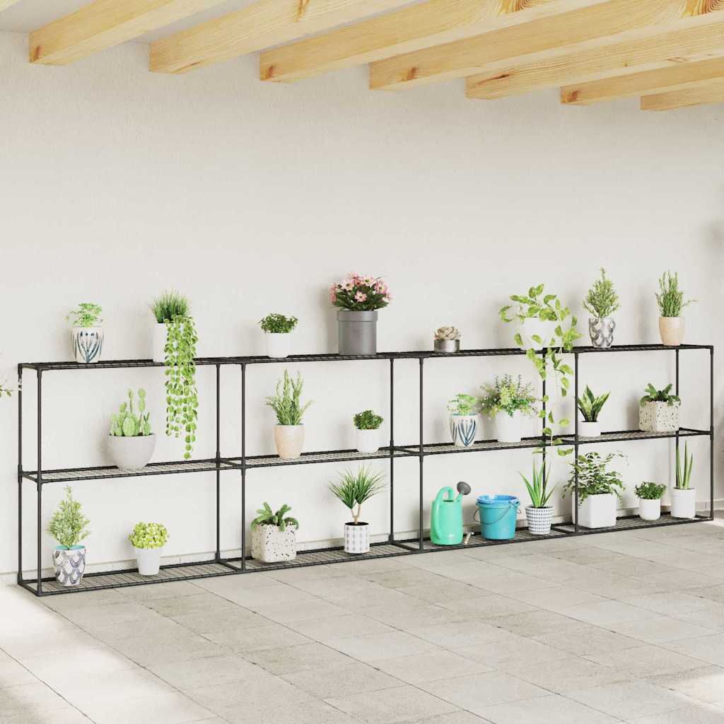 3-Tier Plant Stand Black 400 x 32 x 104 cm Steel