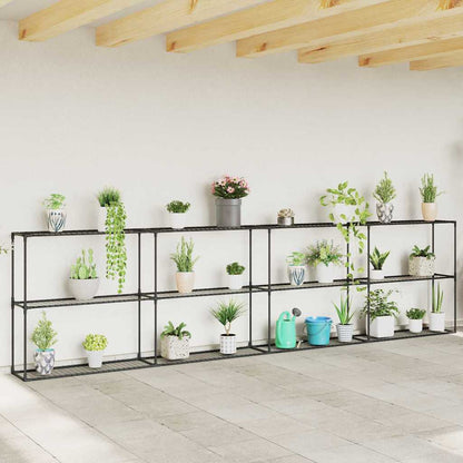 3-Tier Plant Stand Black 400 x 32 x 104 cm Steel