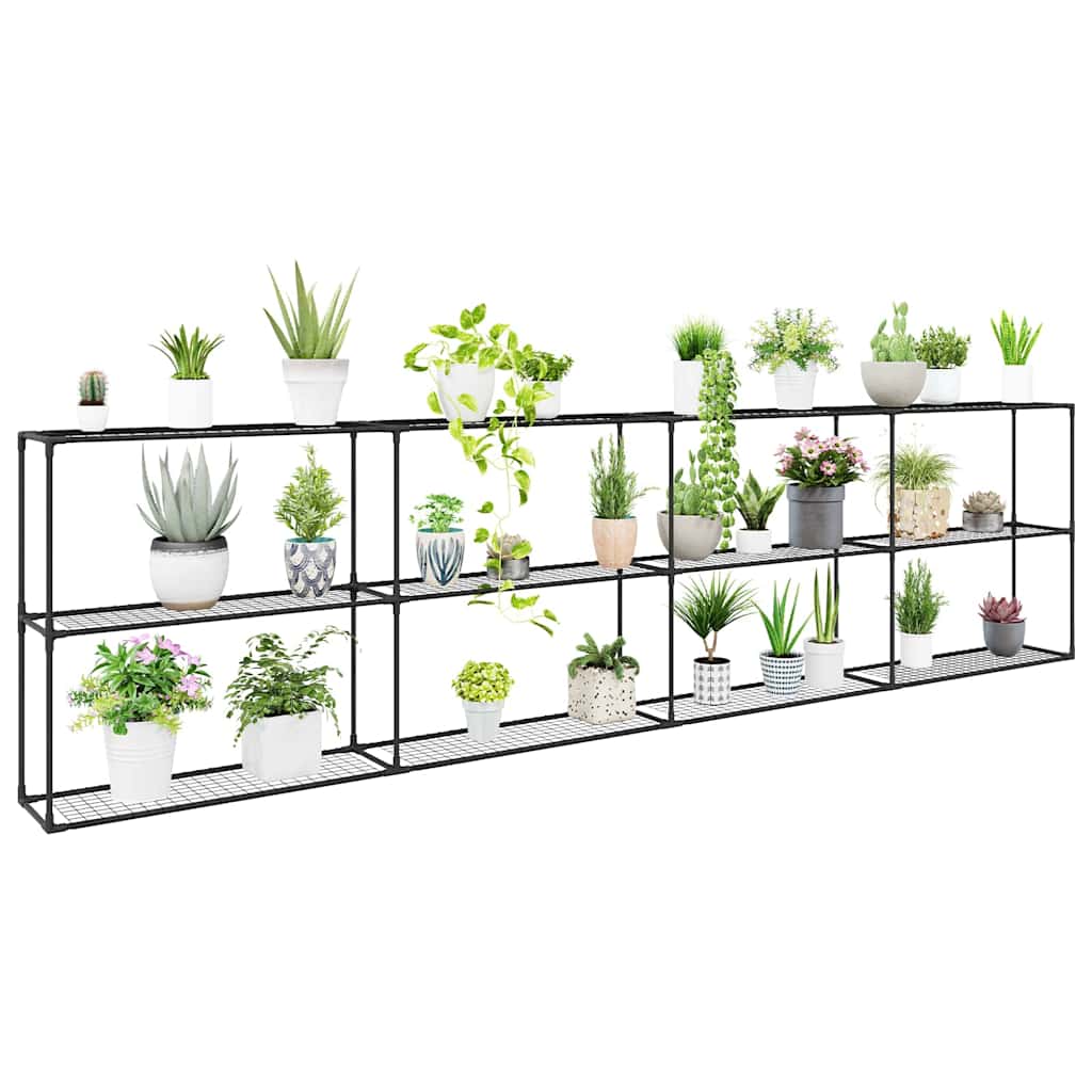 3-Tier Plant Stand Black 400 x 32 x 104 cm Steel