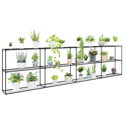 3-Tier Plant Stand Black 400 x 32 x 104 cm Steel