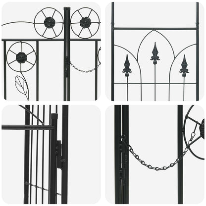 Garden Arch with Lock Black 102 x 50 x 218 cm