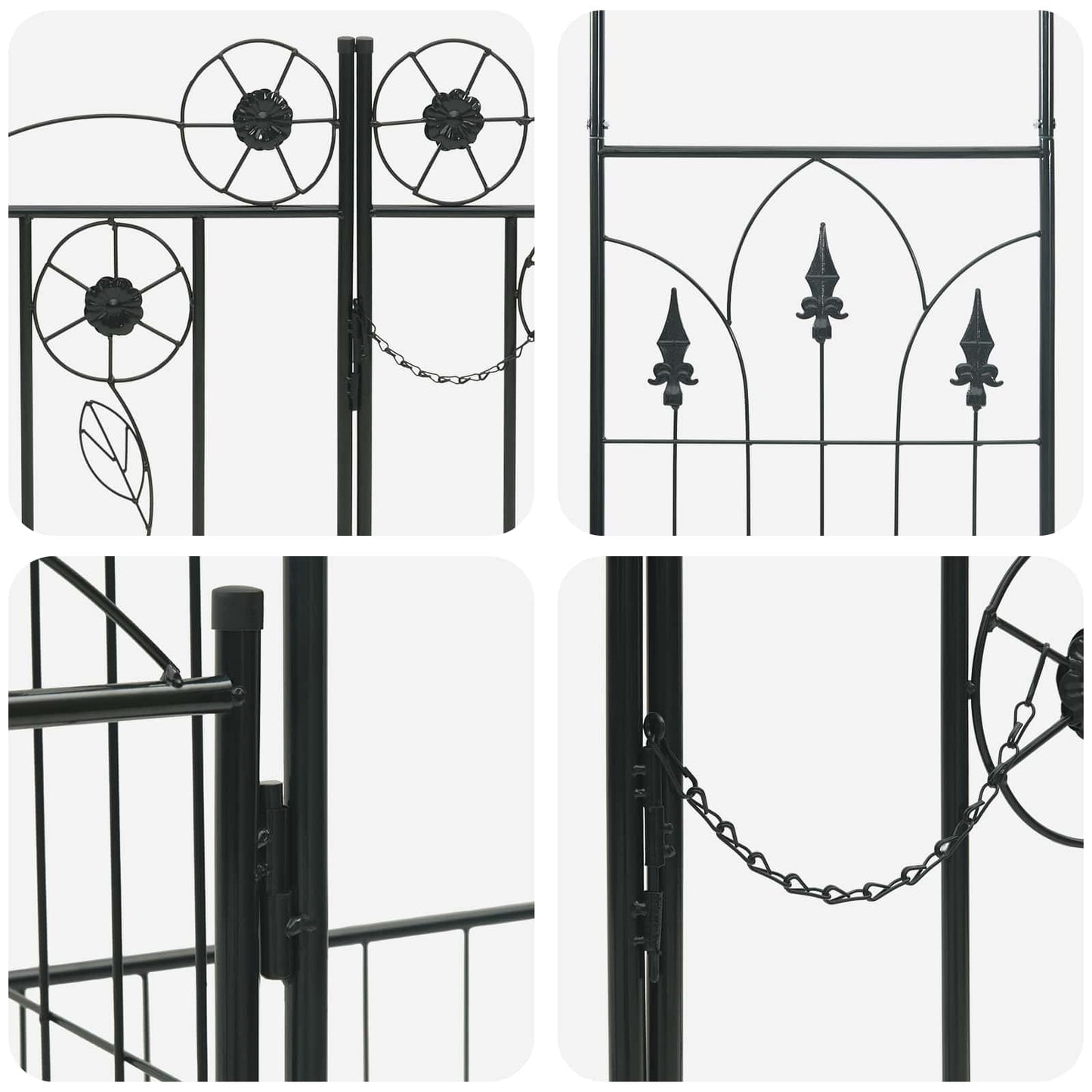 Garden Arch with Lock Black 203 x 50 x 218 cm