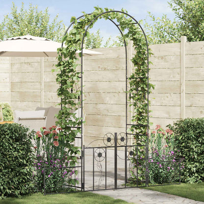Garden Arch with Lock Black 203 x 50 x 218 cm