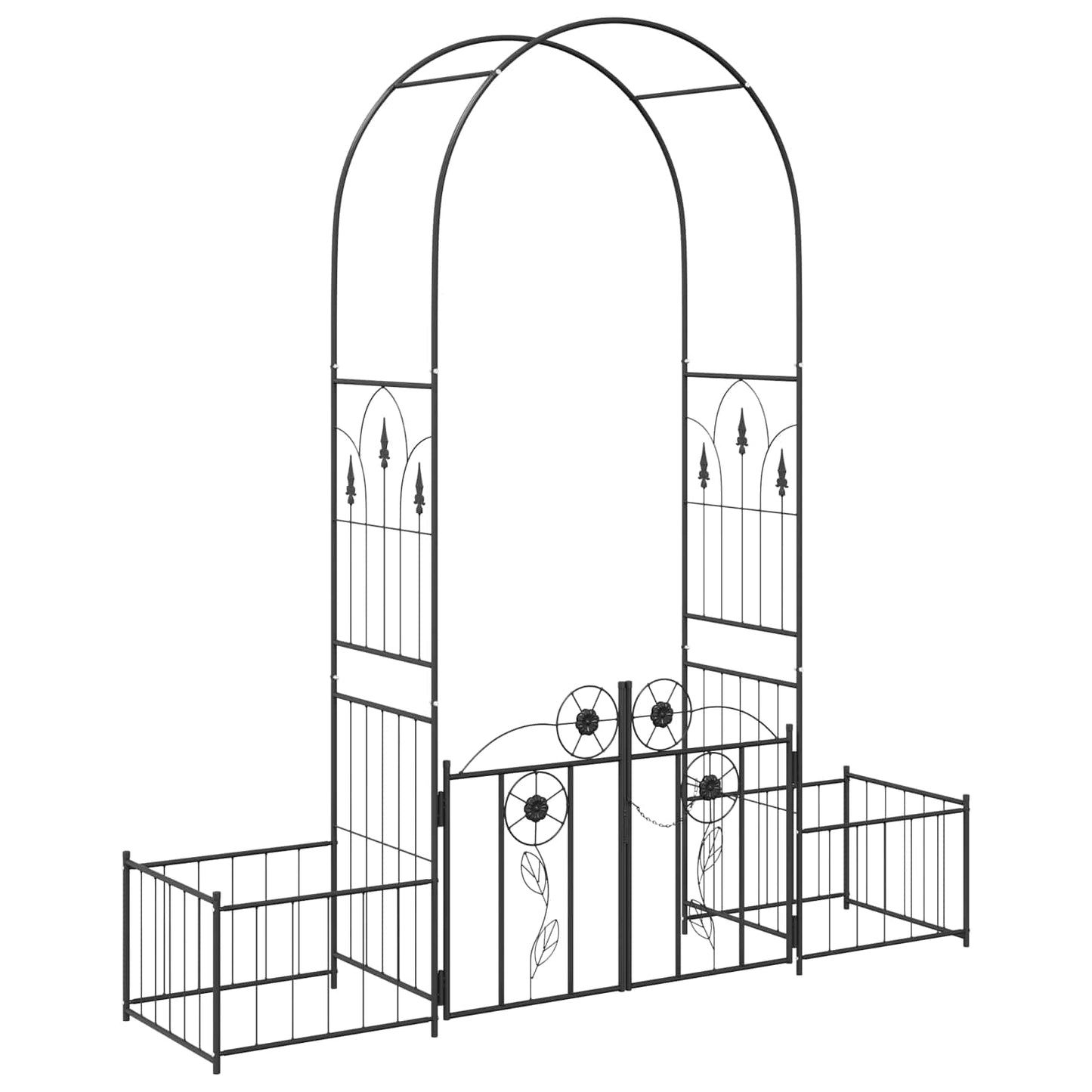 Garden Arch with Lock Black 203 x 50 x 218 cm
