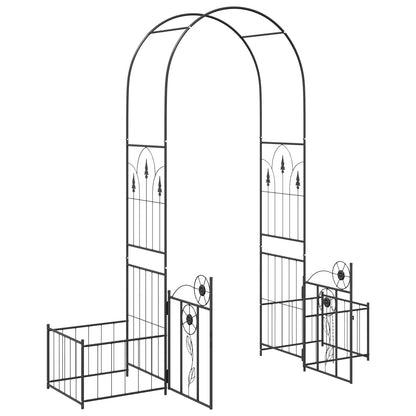 Garden Arch with Lock Black 203 x 50 x 218 cm
