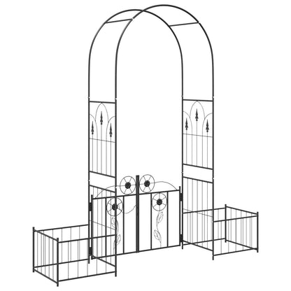 Garden Arch with Lock Black 203 x 50 x 218 cm