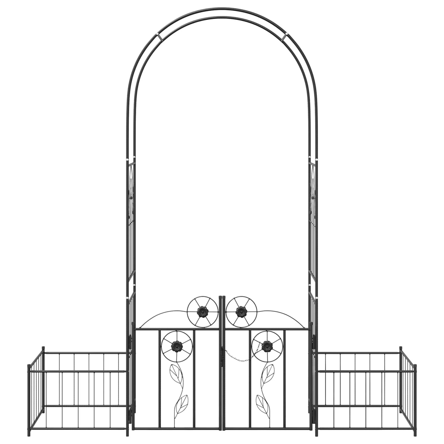 Garden Arch with Lock Black 203 x 50 x 218 cm