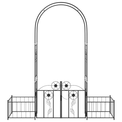 Garden Arch with Lock Black 203 x 50 x 218 cm