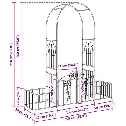 Garden Arch with Lock Black 203 x 50 x 218 cm