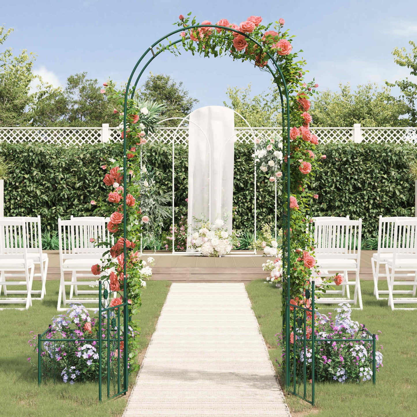 Garden Arch with Lock Green 203 x 50 x 218 cm