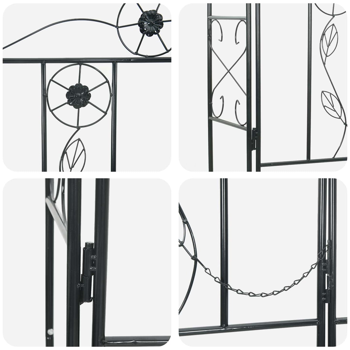 Garden Arch Plain Black 115 x 37 x 226 cm