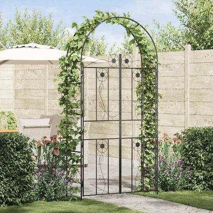 Garden Arch Plain Black 115 x 37 x 226 cm