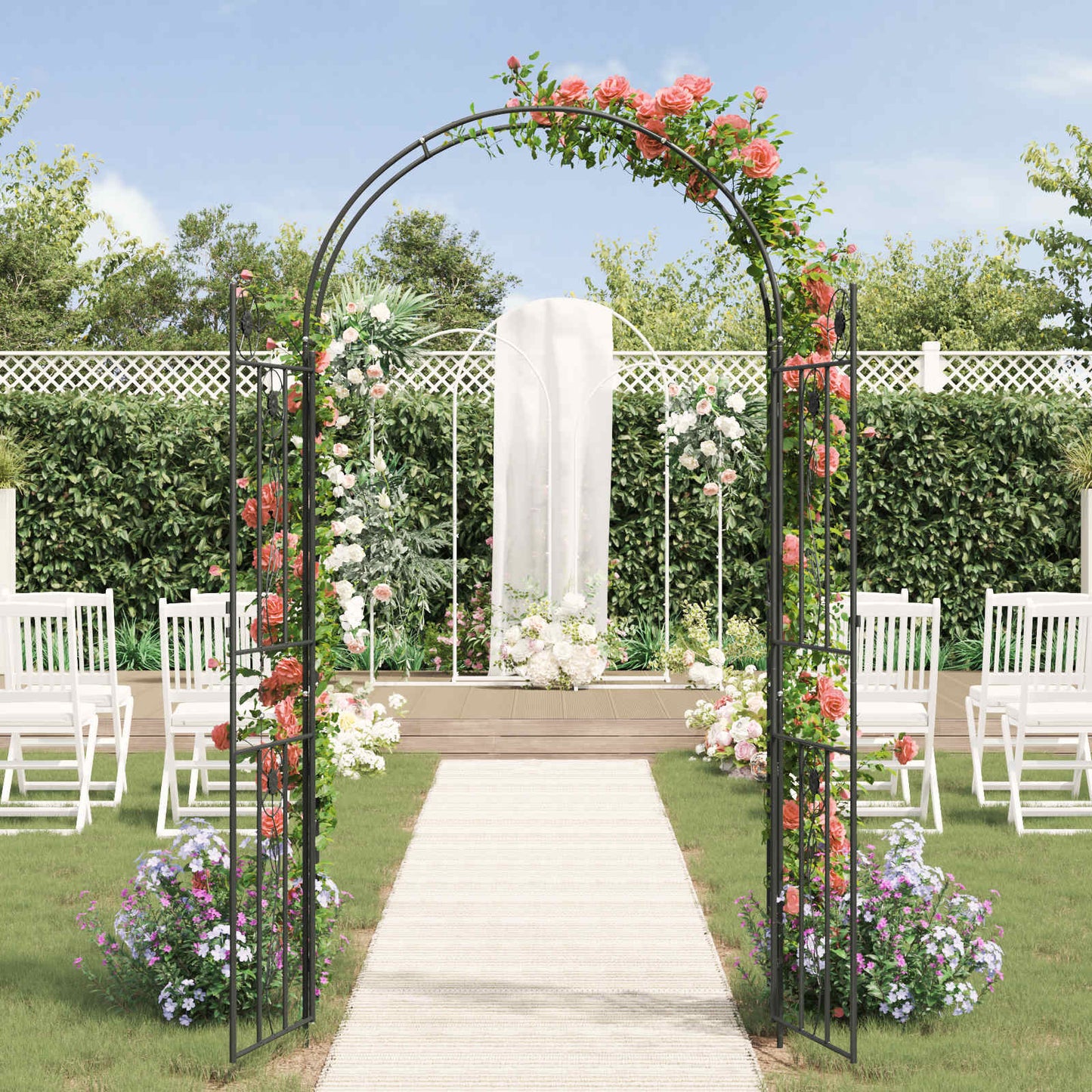 Garden Arch Plain Black 115 x 37 x 226 cm