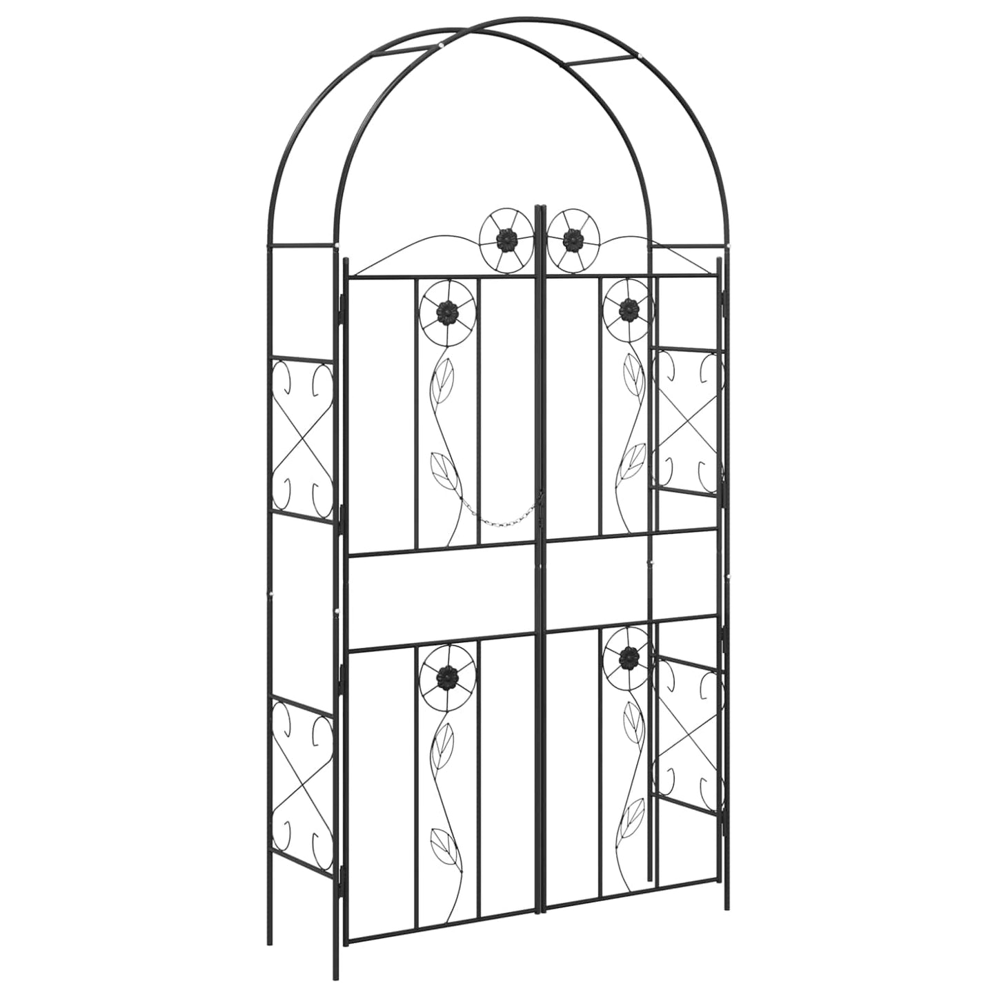Garden Arch Plain Black 115 x 37 x 226 cm