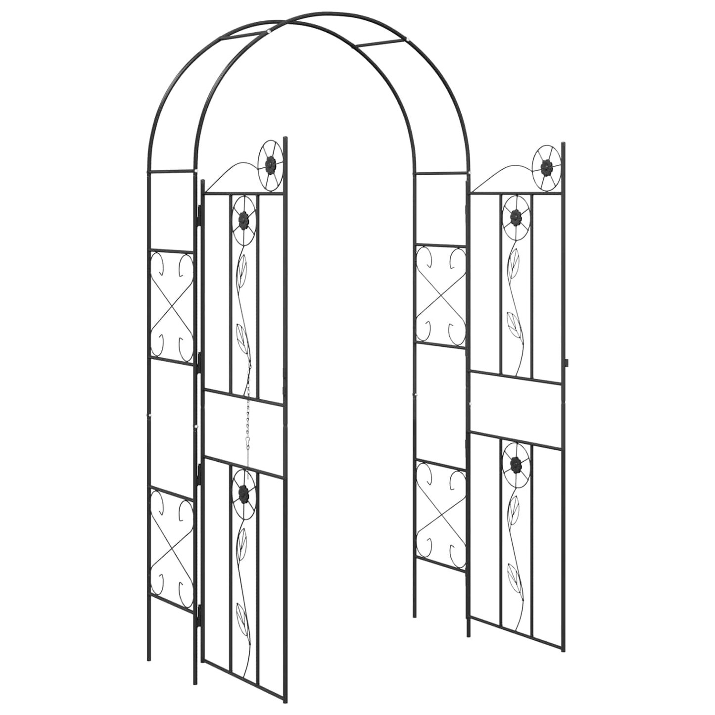Garden Arch Plain Black 115 x 37 x 226 cm