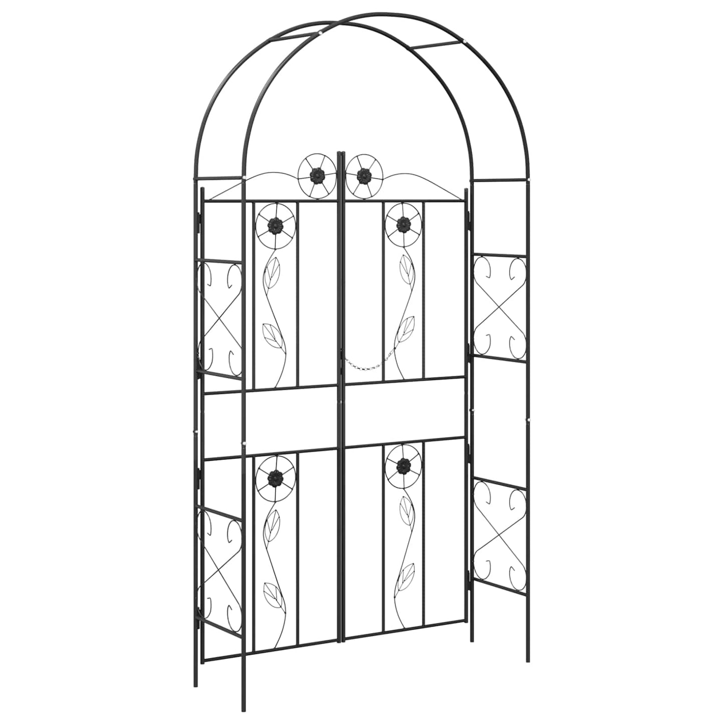 Garden Arch Plain Black 115 x 37 x 226 cm