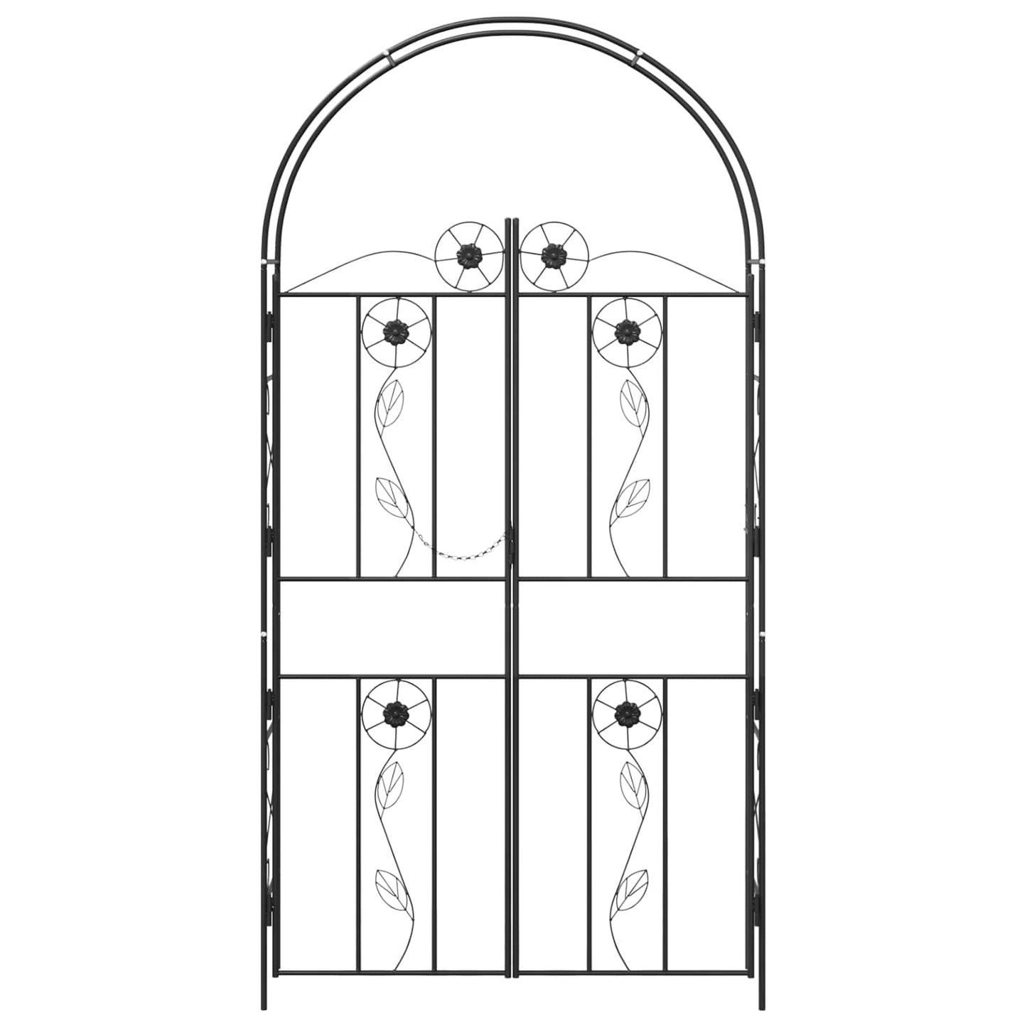 Garden Arch Plain Black 115 x 37 x 226 cm