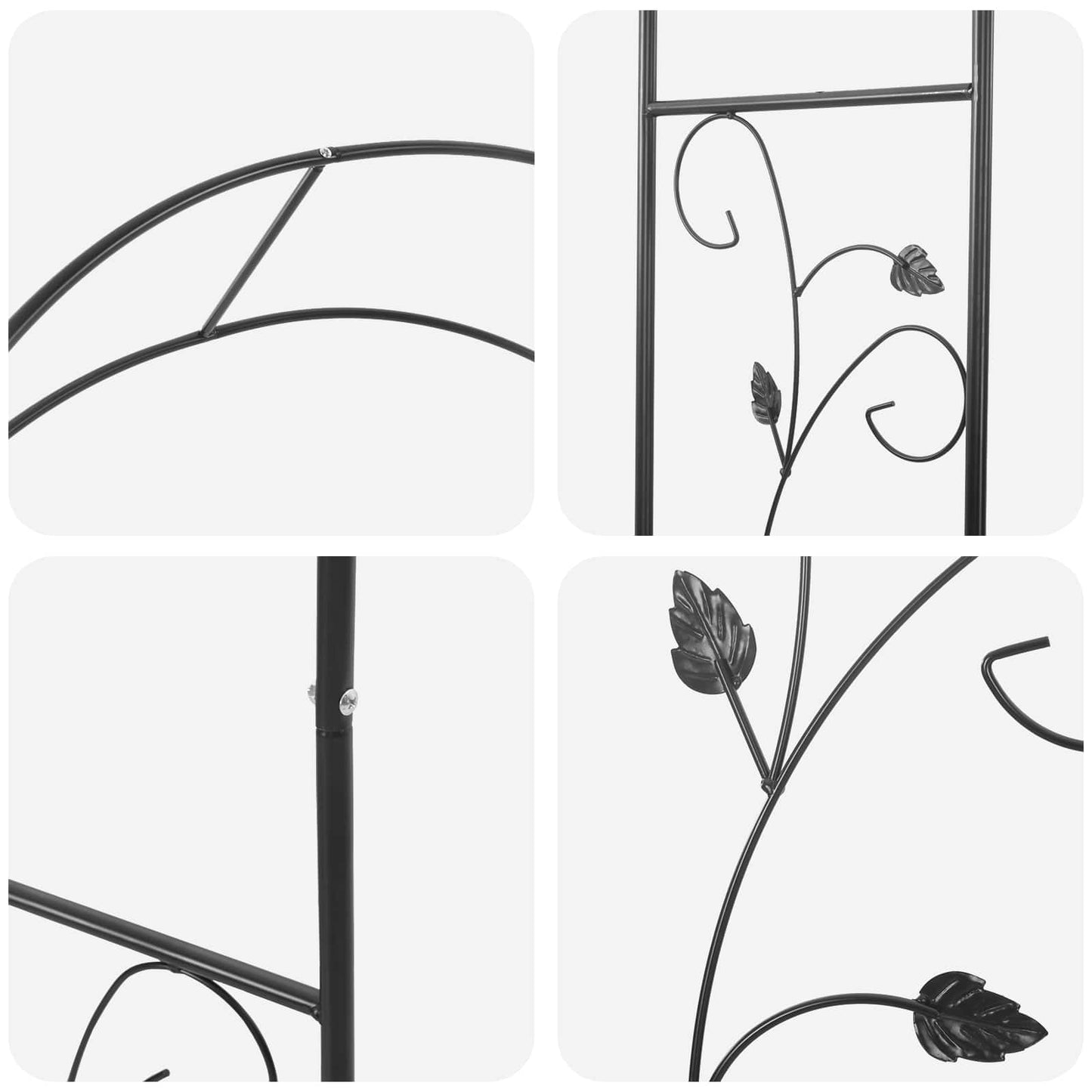 Garden Arch Floral Black 115 x 37 x 231 cm