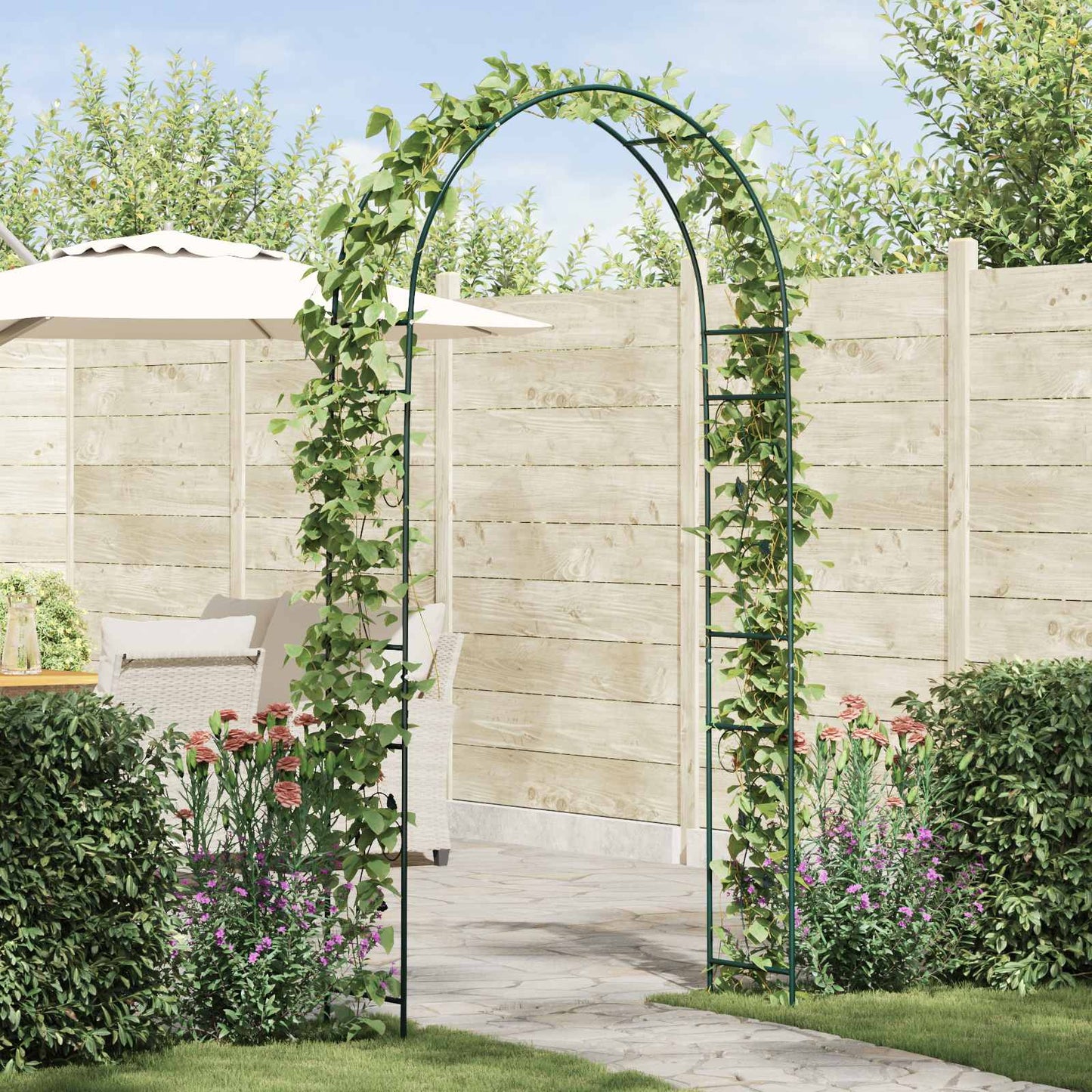 Garden Arch Floral Green 115 x 37 x 231 cm
