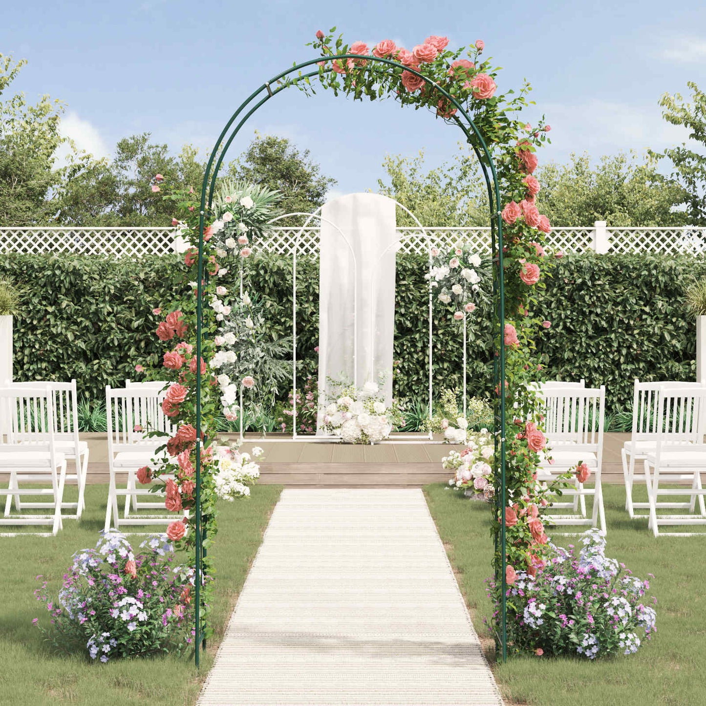 Garden Arch Floral Green 115 x 37 x 231 cm