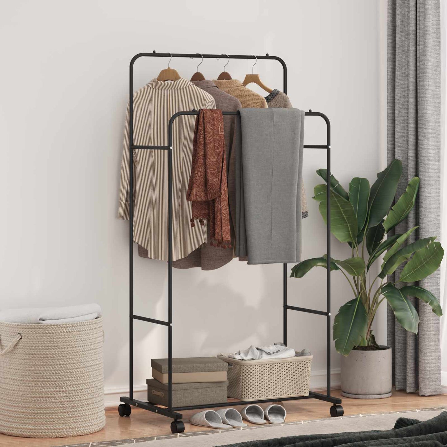 Clothes Rack Plain Black 80 x 53 x 156 cm