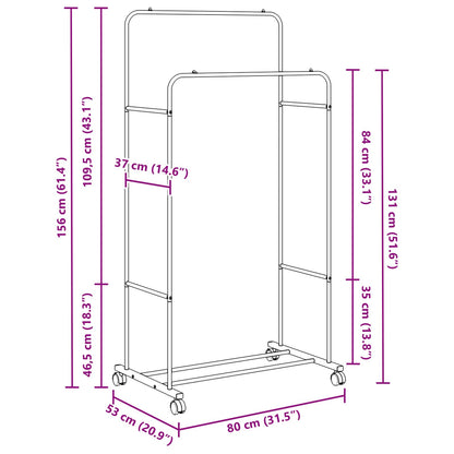 Clothes Rack Plain White 80 x 53 x 156 cm