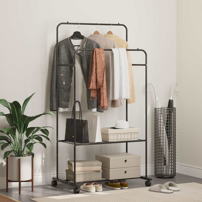 Clothes Rack with Shelf with Wheel Black 80 x 53 x 156 cm