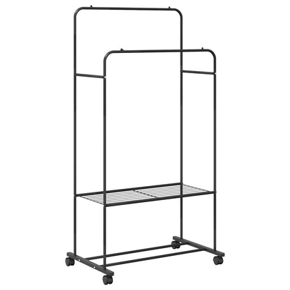 Clothes Rack with Shelf with Wheel Black 80 x 53 x 156 cm