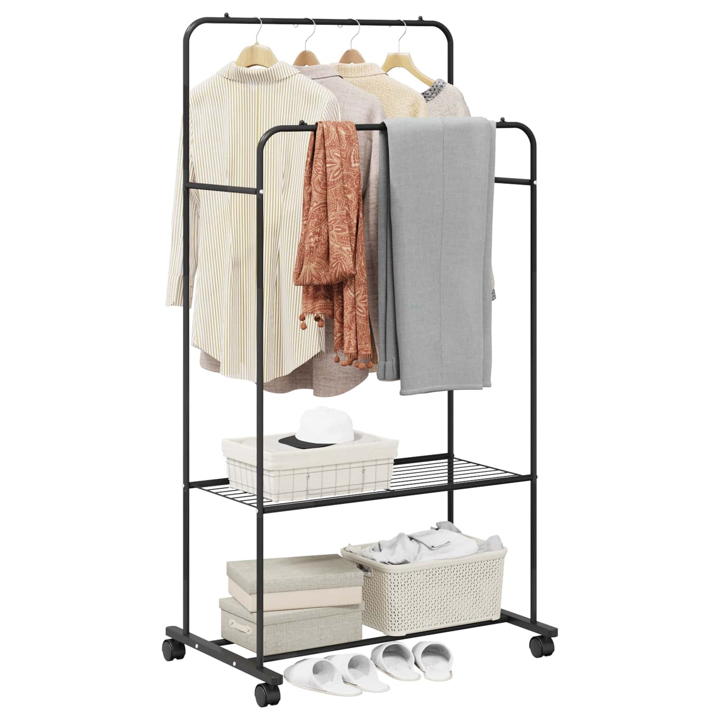 Clothes Rack with Shelf with Wheel Black 80 x 53 x 156 cm