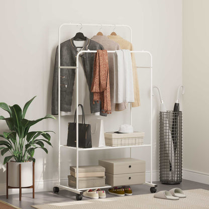Clothes Rack with Shelf with Wheel White 80 x 53 x 156 cm