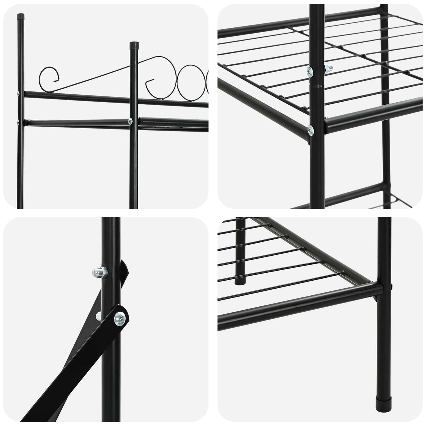 Open Wardrobe with Shelf Black 104.5 x 45 x 172 cm Steel