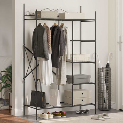 Open Wardrobe with Shelf Black 104.5 x 45 x 172 cm Steel