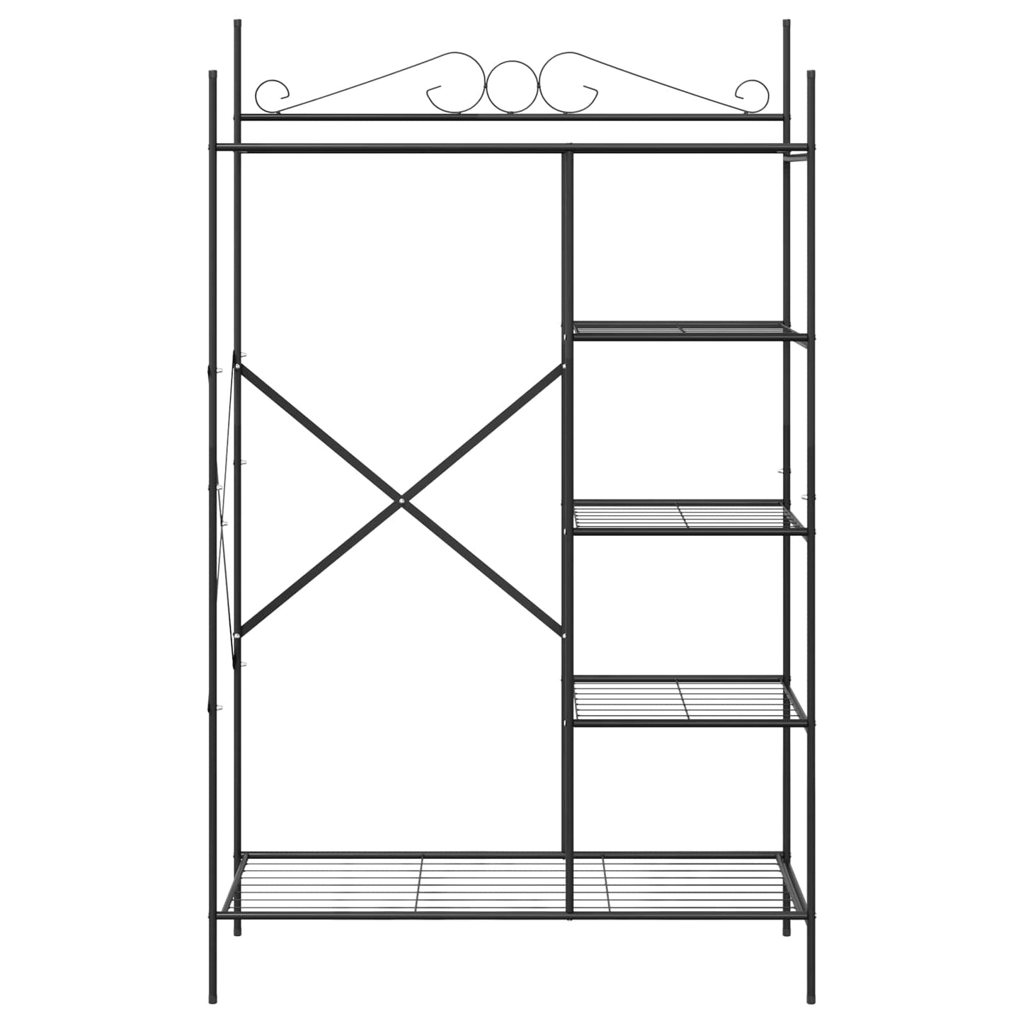 Open Wardrobe with Shelf Black 104.5 x 45 x 172 cm Steel